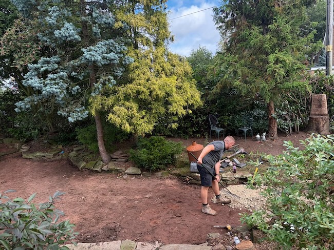 Garden before sandstone patio installation