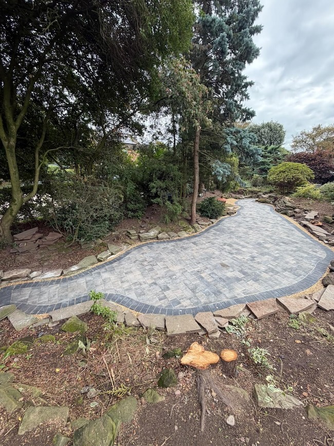 Completed sandstone patio installation